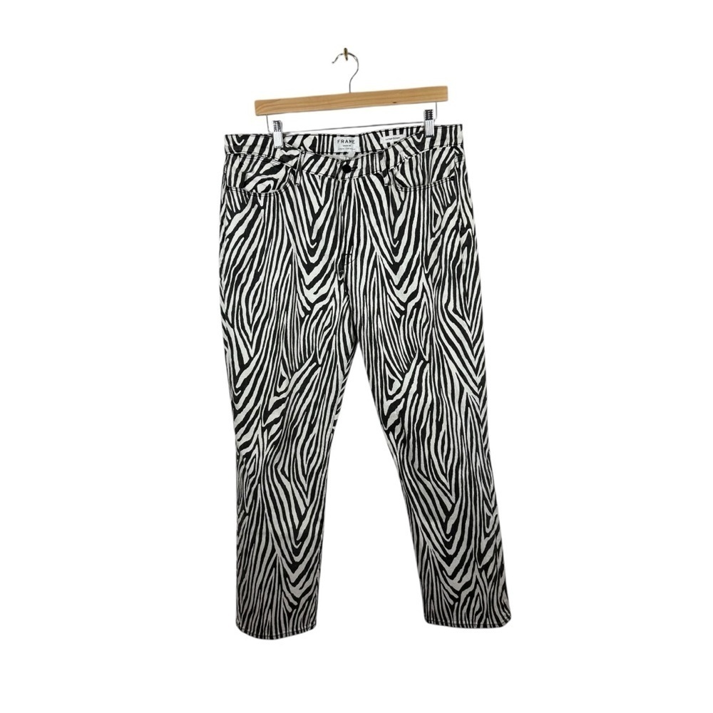 Frame Denim Le High Straight Jeans Noir Multi Zebra Size 34 - Picture 7 of 15